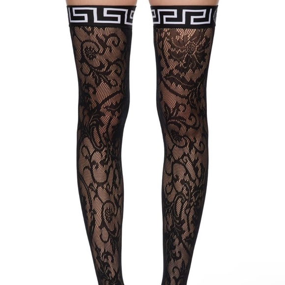 Versace Lace Greco Border Stockings - Picture 7 of 7